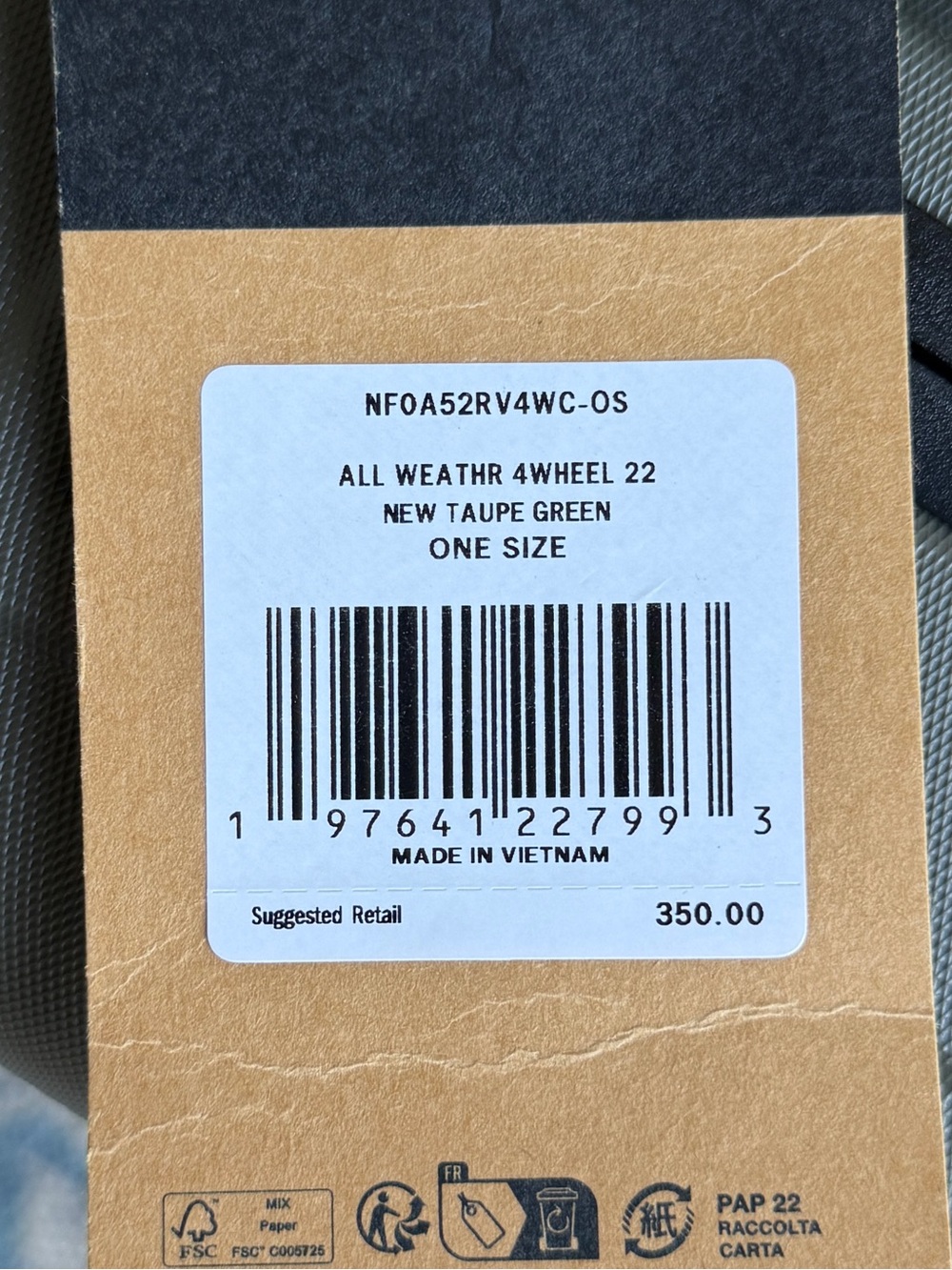 The North Face New Taupe Green 22in Spinner New With Tags - Picture 2 of 2